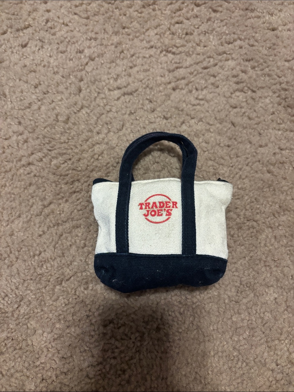 Trader Joe's Micro Tote Bag in Cream and Navy with Reusable Navy Tote Inside